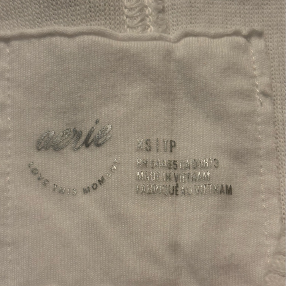 Aerie Wonder Oversized White Textured V-Neck Sweatshirt Oversized Women’s XS - Picture 6 of 7